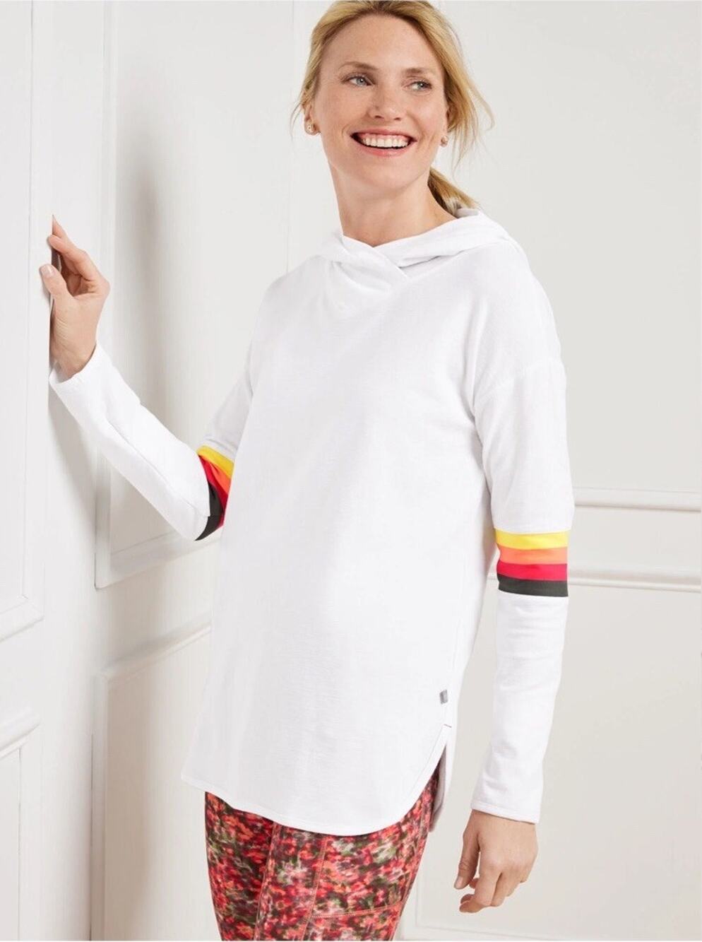 NWT TALBOTS Lightweight WRAP NECK PULLOVER Long Sleeve w/ Stripes Top M